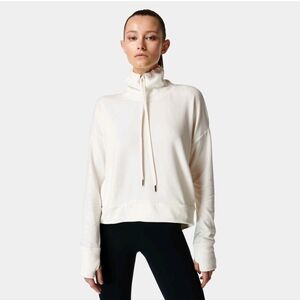 Sweaty Betty Funnel Neck Harmonise Lux Fleece Pullover Turtleneck Sweatshirt S